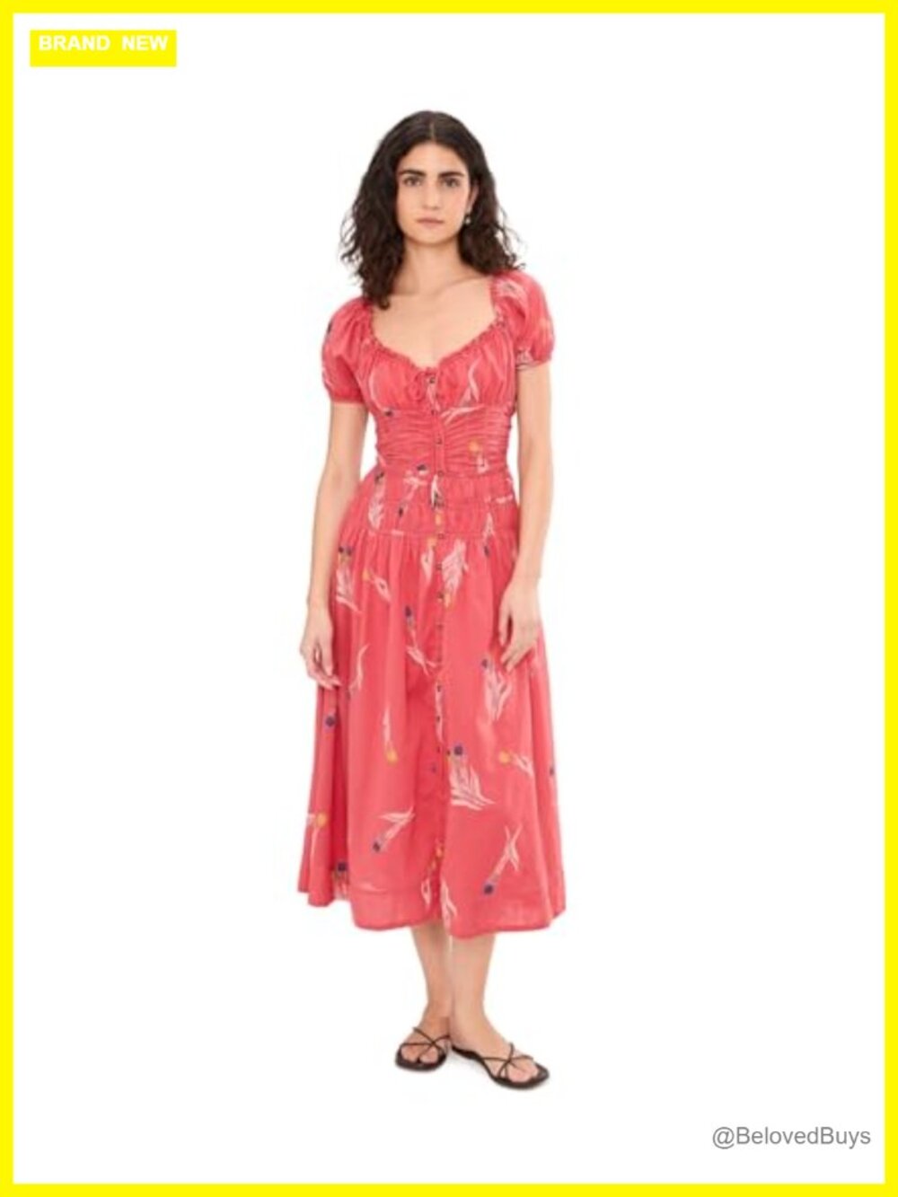Free People Complete Me Midi Dress Cotton Fit & Flare Sweetheart